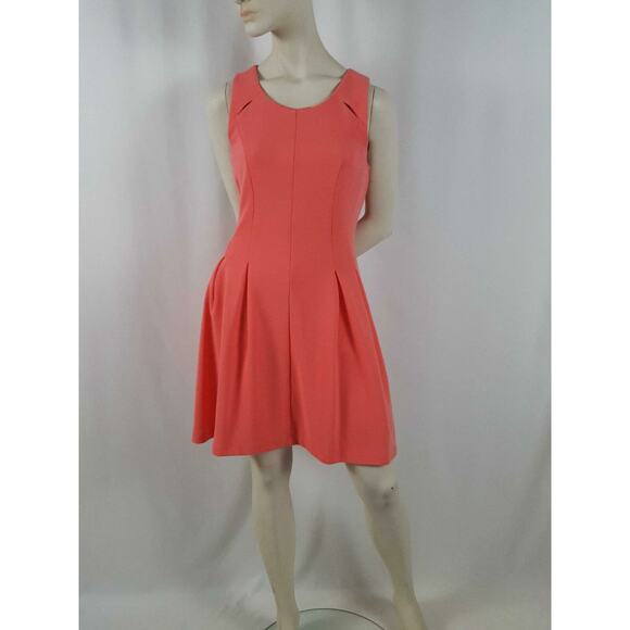 Elle Dresses & Skirts - Elle Avant Garden Dress Women's Size 10 Coral Pleated Cut Out Back Sleeveless